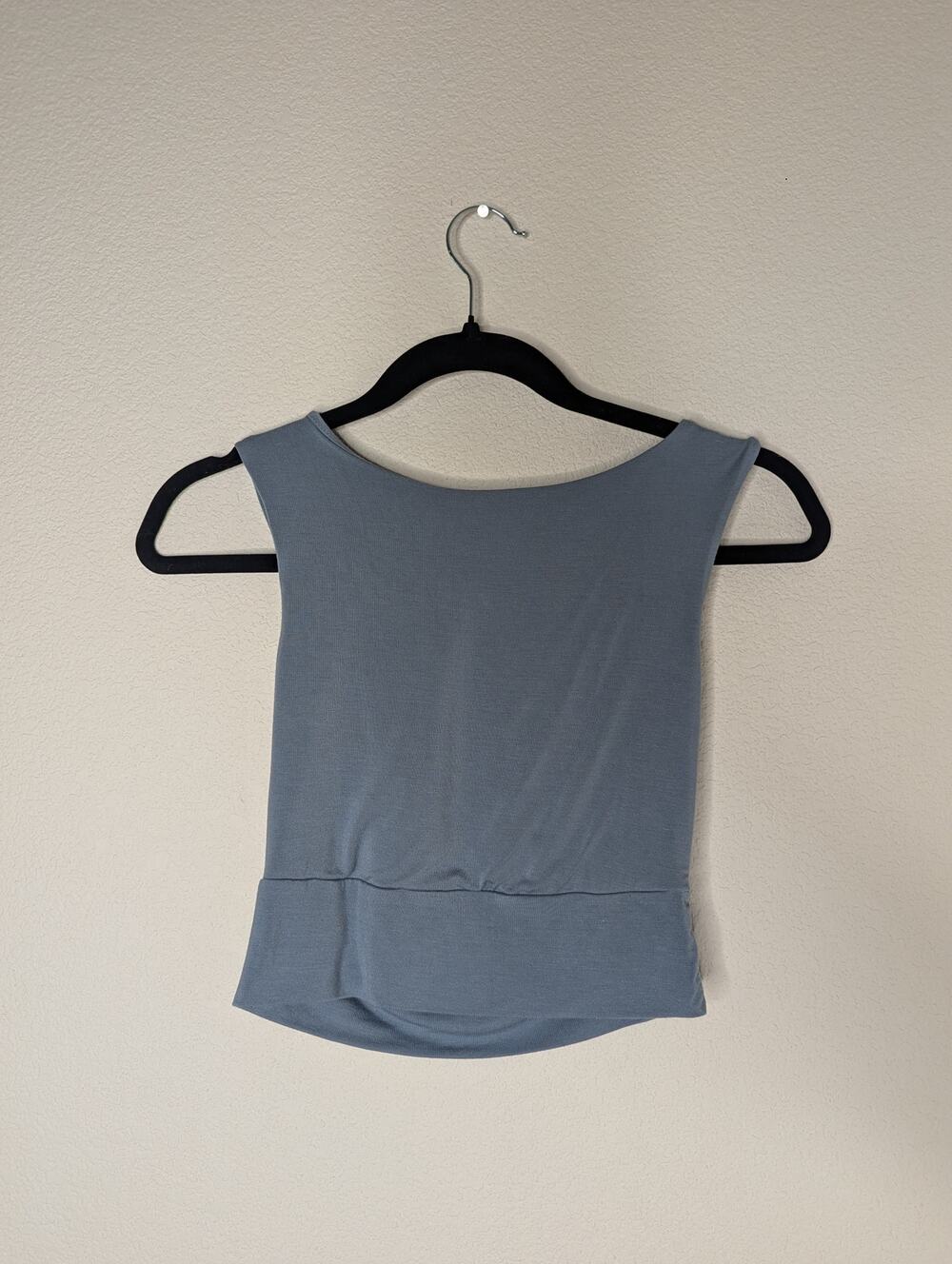 Final Touch Women's Cropped Tank S Blue Soft Luxe Yoga Activewear Casual Travel
